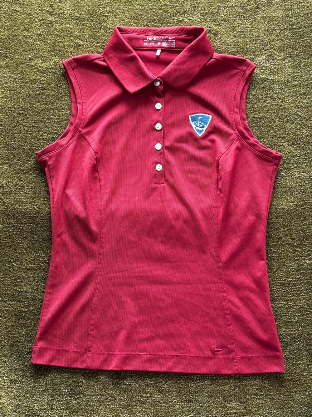Nike red  Sleeveless Golf Polo with Button Placket